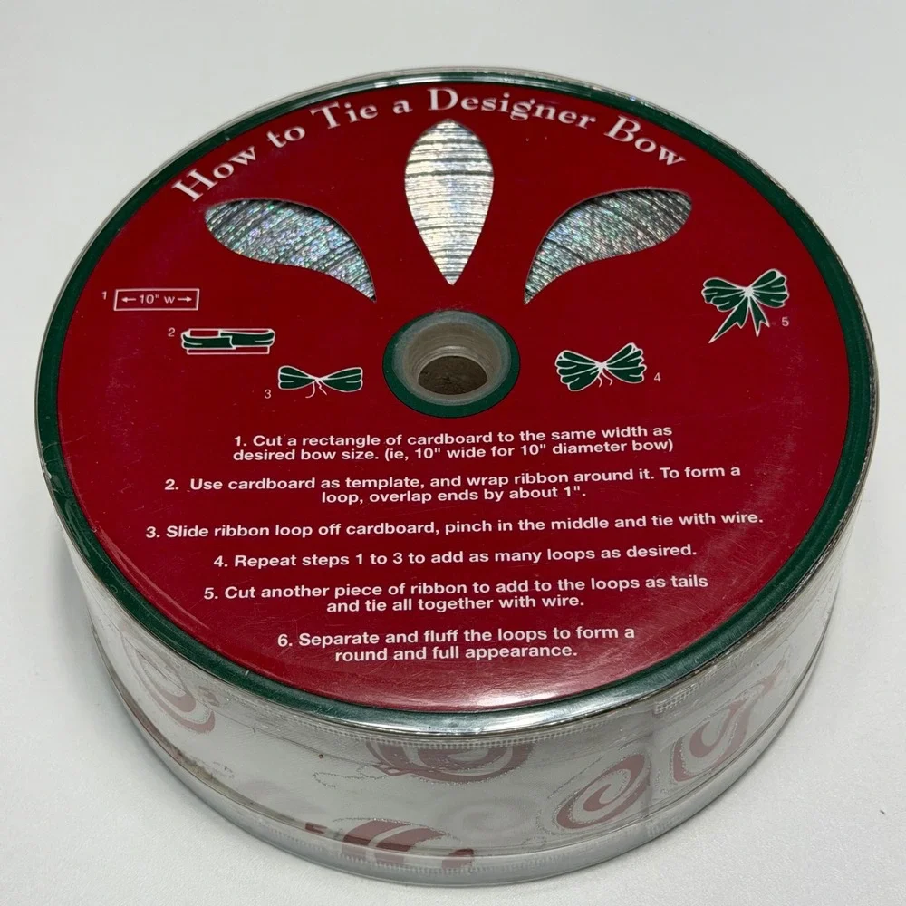Lot of 2 Christmas Wired Ribbon 110 Yards Total 2.5